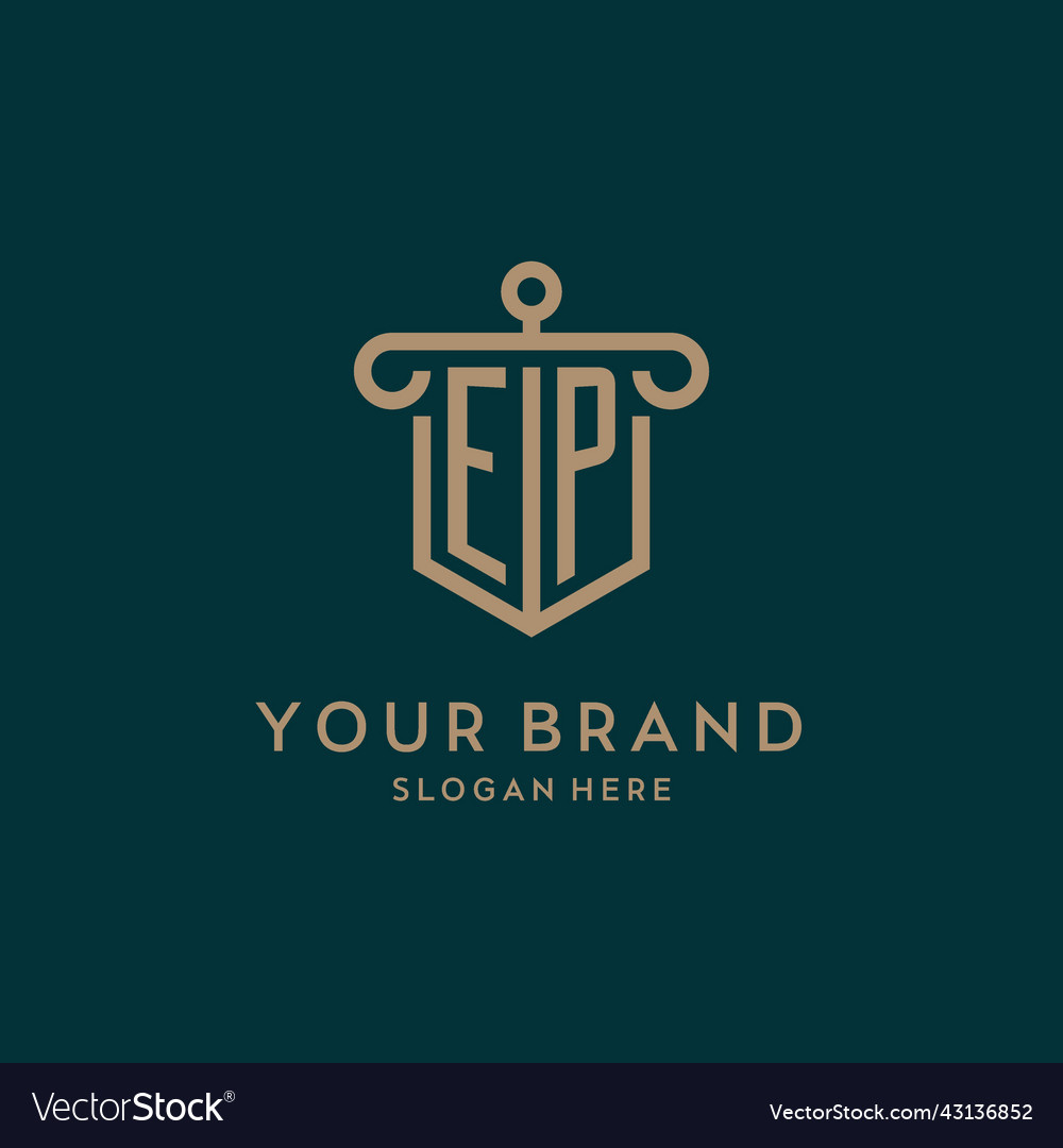 Ep monogram initial logo design with shield Vector Image Ep monogram initial logo design with shield