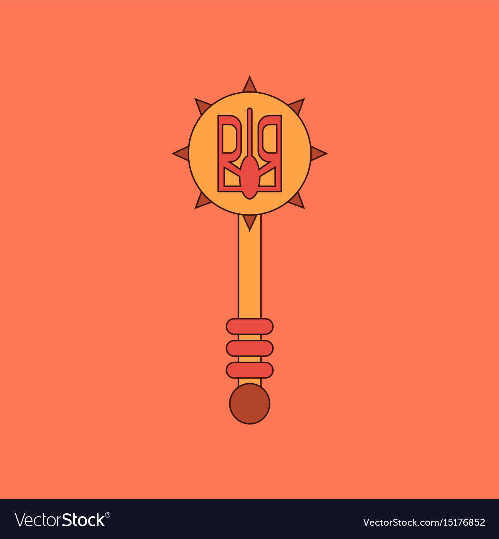 Flat icon thin lines ukrainian mace