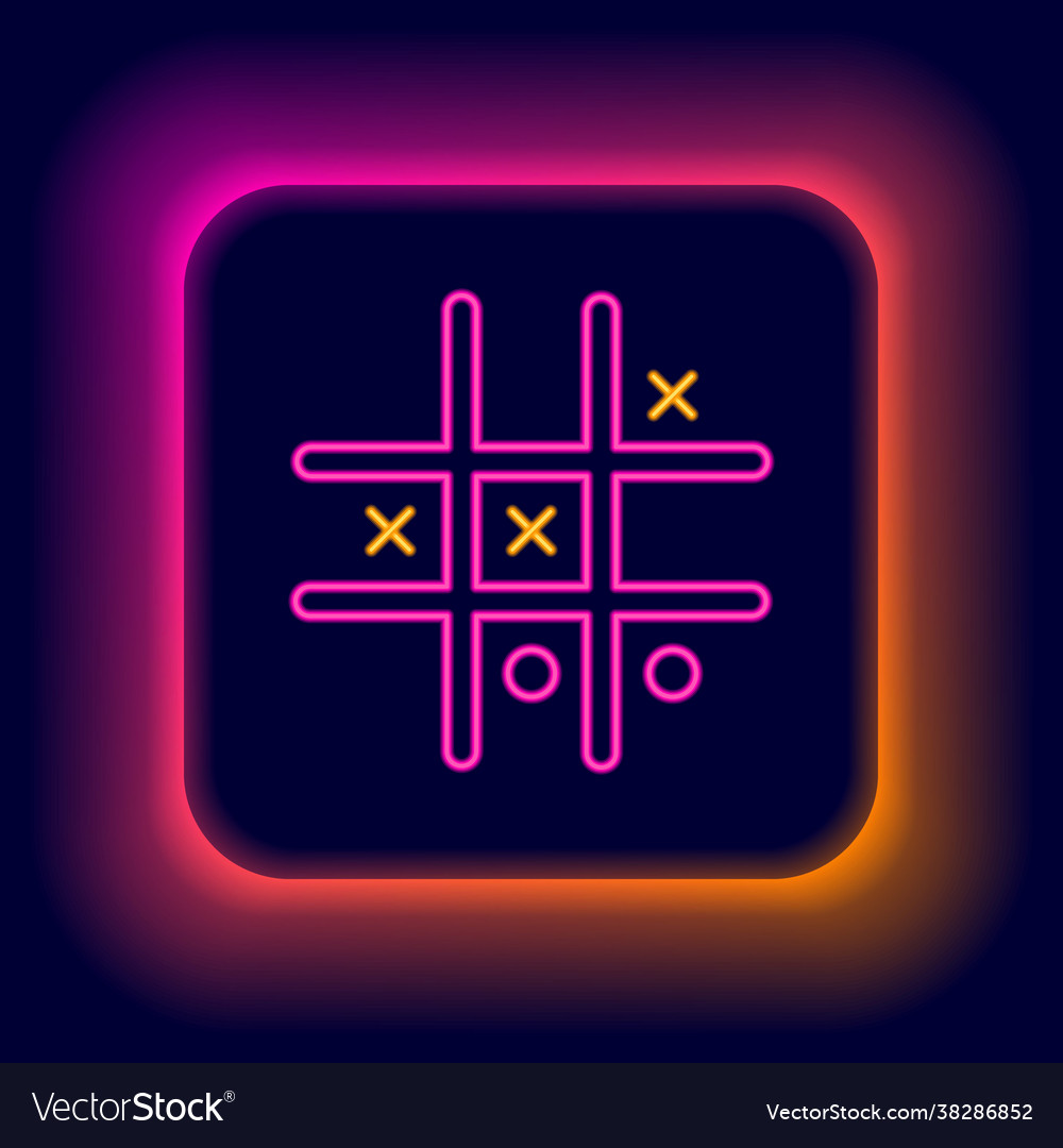 Tic tac toe game linear outline icon colour neon Vector Image