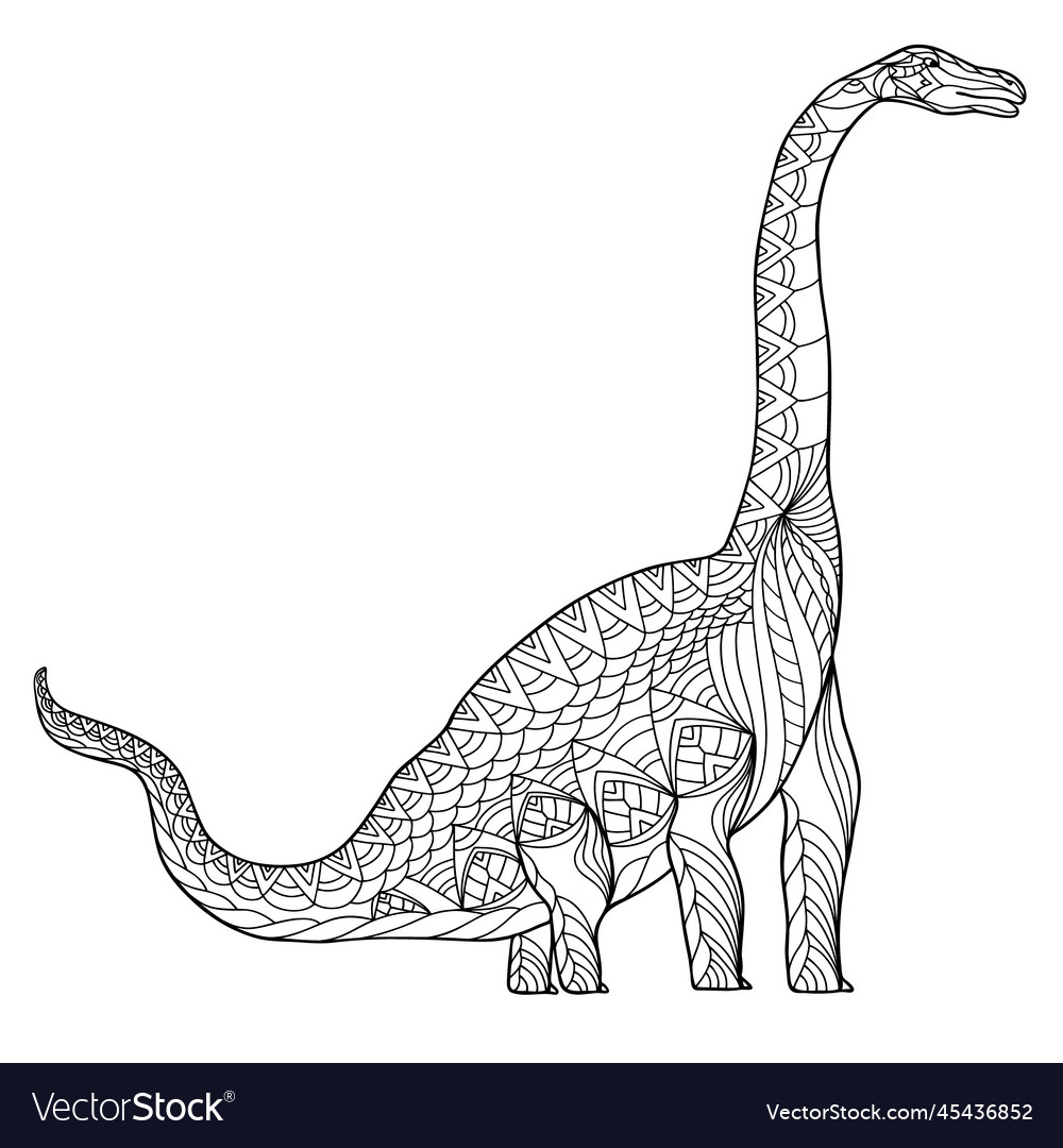 Hand drawn dinosaur janenschia robusta coloring