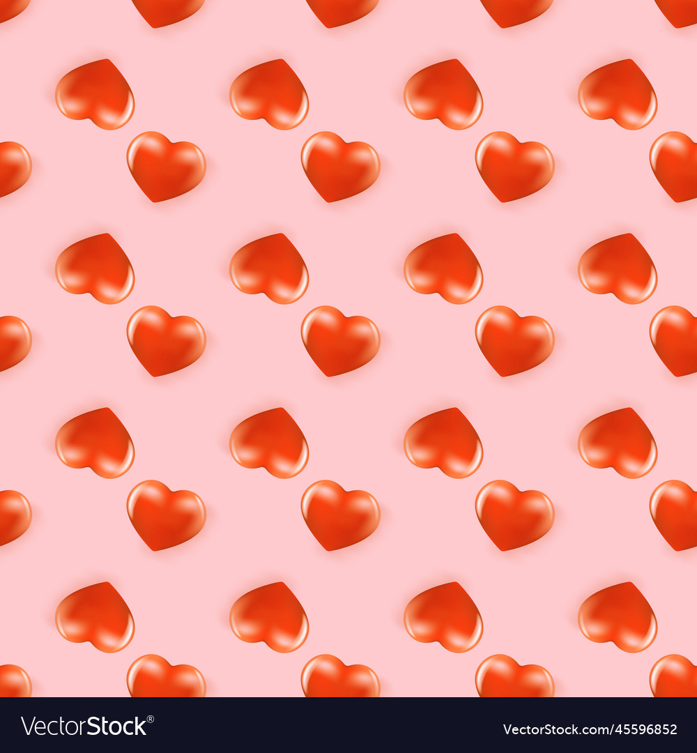 Heart seamless pattern background with red vector image Heart seamless pattern background with red