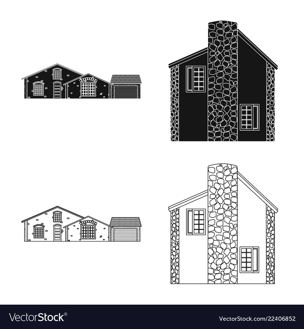 Isolated object of building and front symbol set