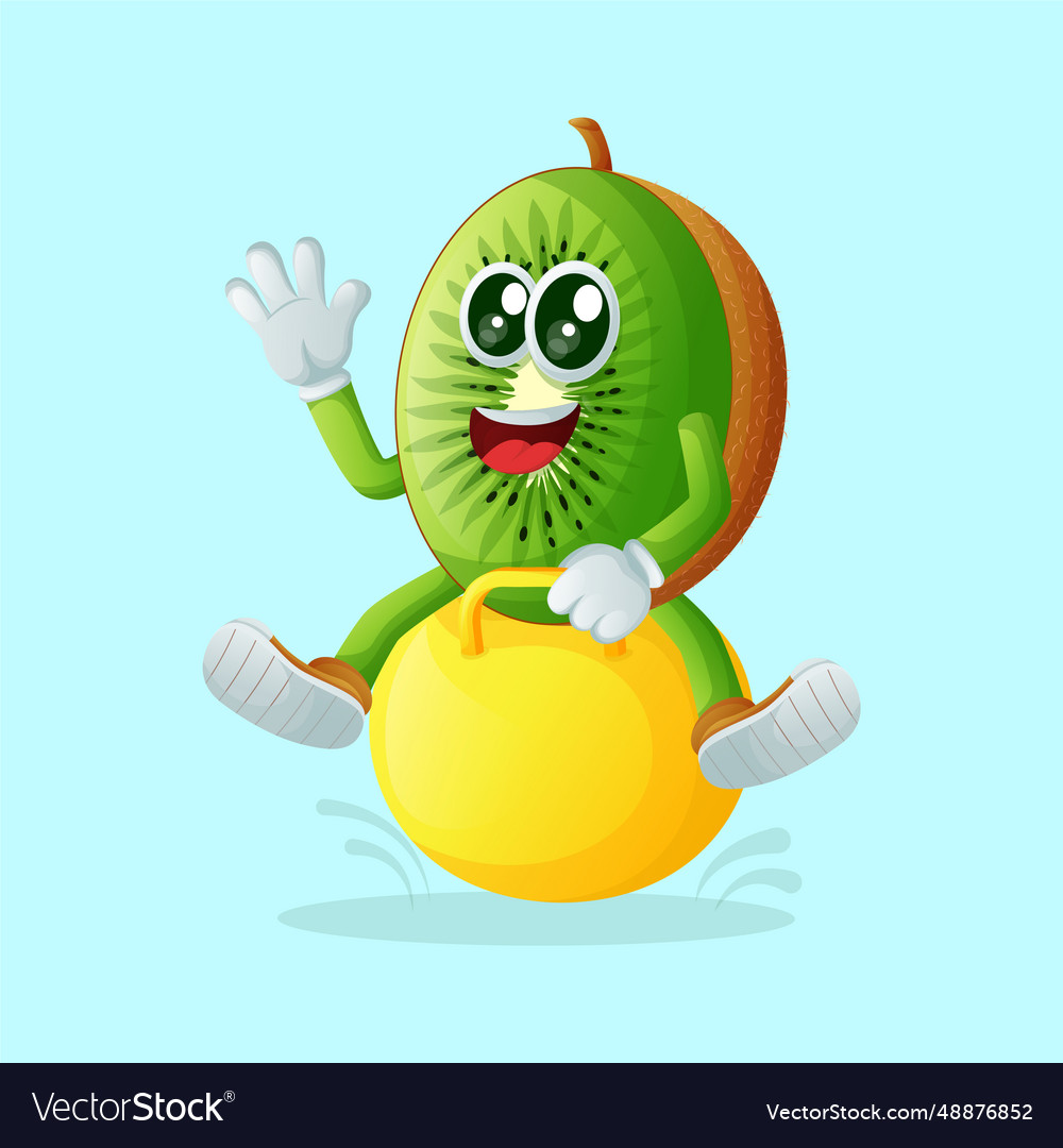 Kiwi character playing with bouncing ball