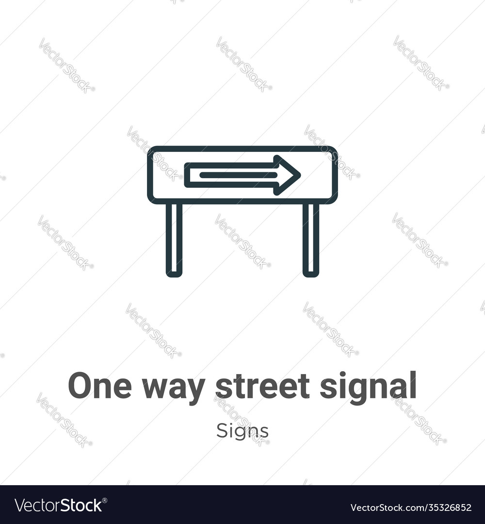 One way street signal outline icon thin line