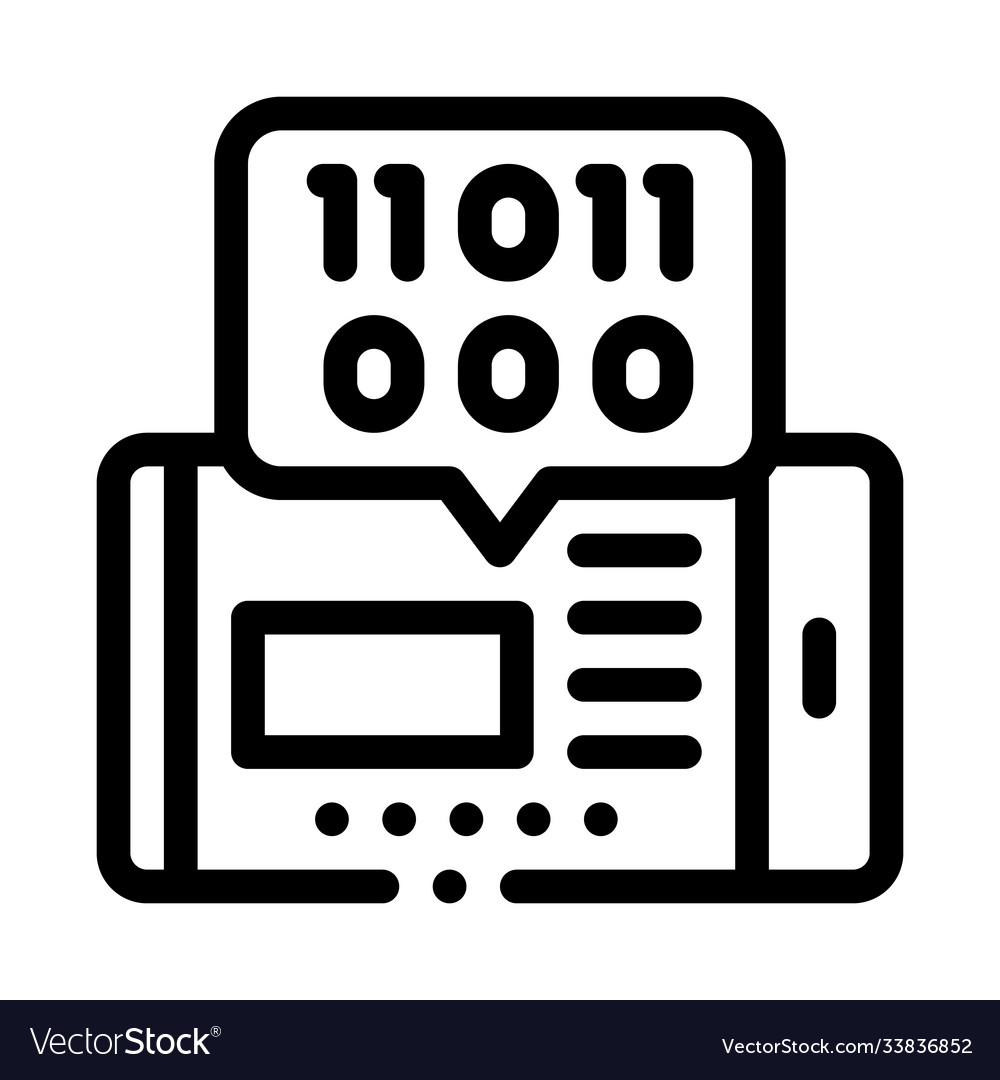 Phone app binary code icon outline vector image Phone app binary code icon outline