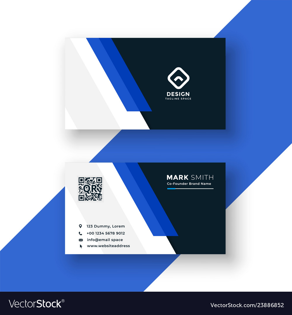 Professional blue business card template design Vector Image