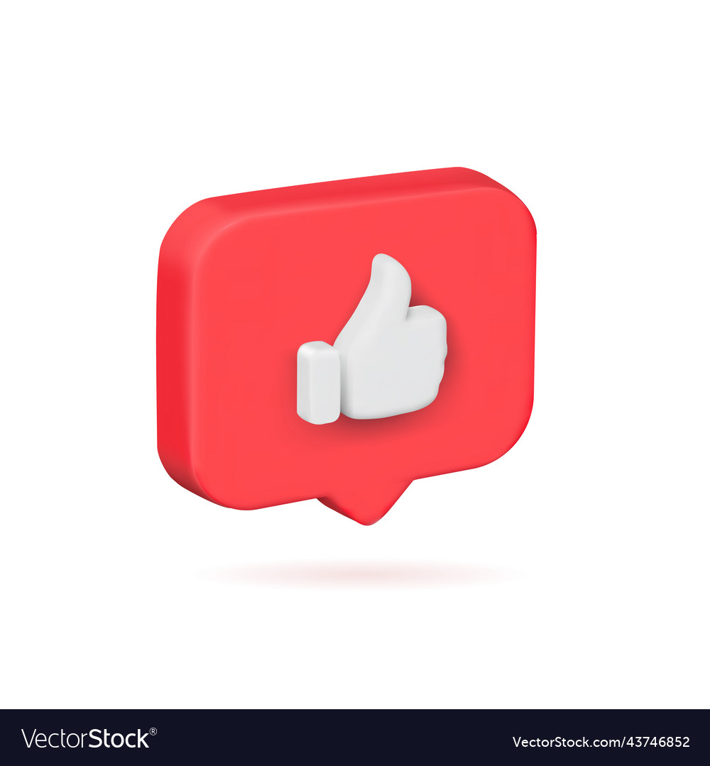 Red bubble like thumb up button or icon vector image Red bubble like thumb up button or icon