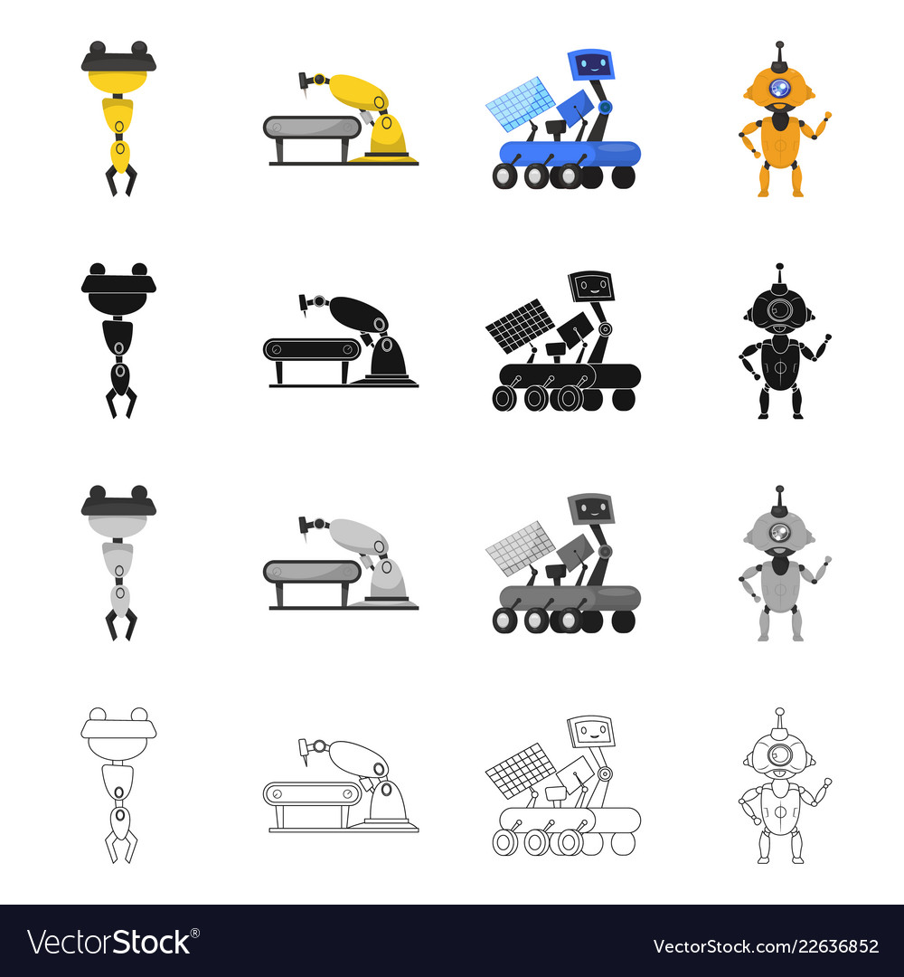 Robot and factory icon vector image Robot and factory icon