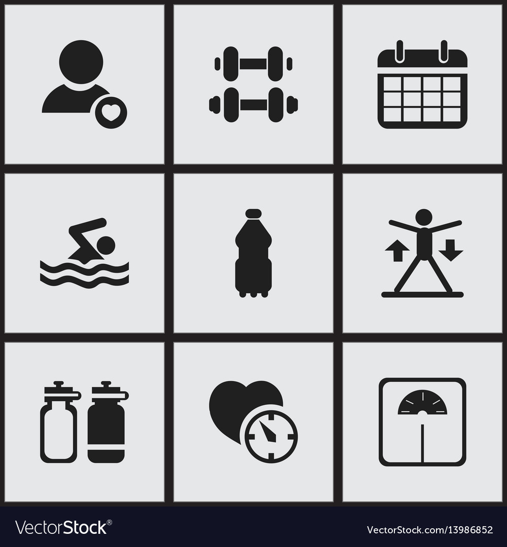 Set of 9 editable exercise icons includes symbols Vector Image Set of 9 editable exercise icons includes symbols