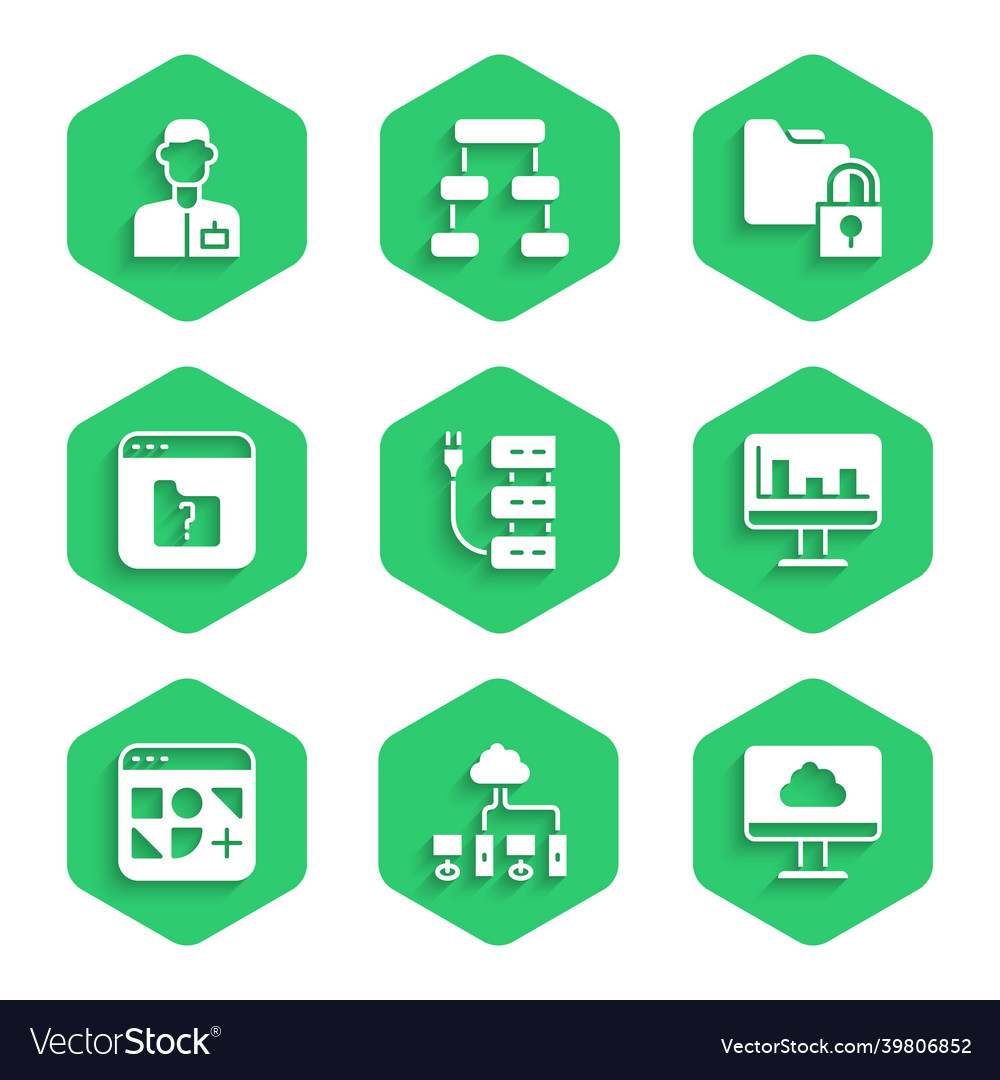 Set server computer network cloud technology Vector Image Set server computer network cloud technology