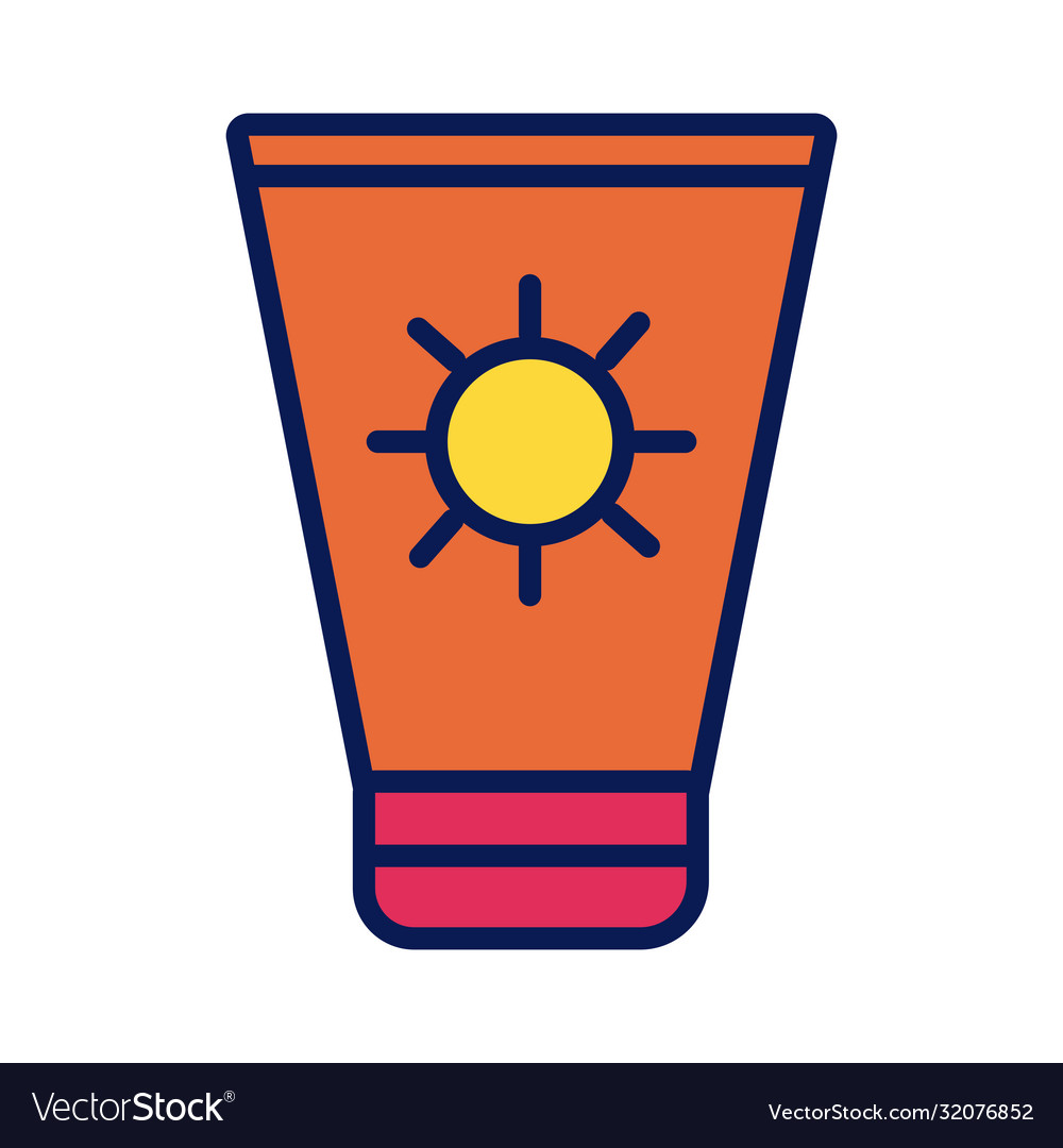 Sun blocker cream product line and fill style icon