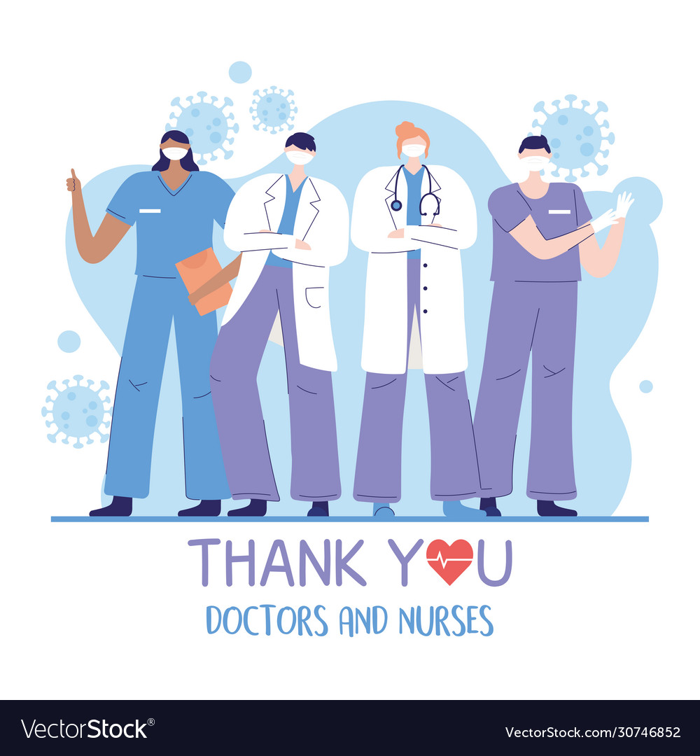 Thank you doctors and nurses male and female Vector Image