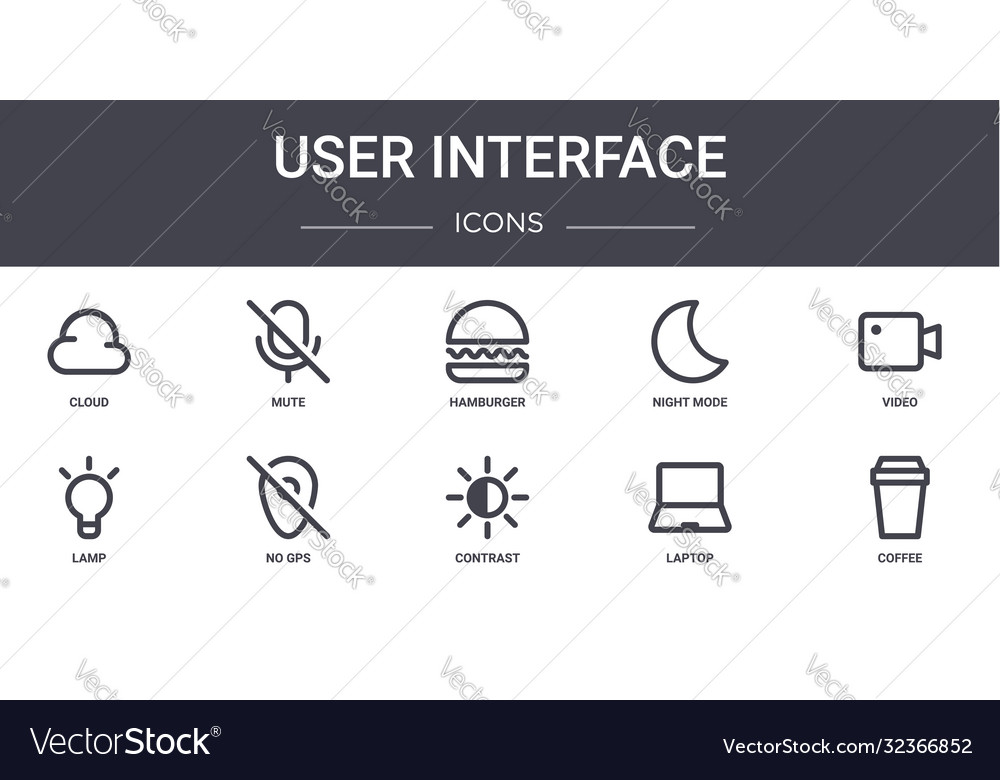 User interface concept line icons set contains Vector Image User interface concept line icons set contains