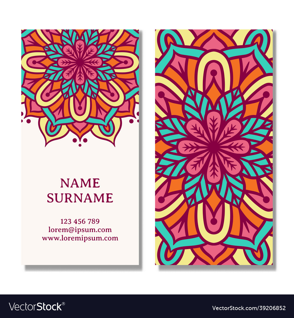 Vintage business card with mandala design vector image Vintage business card with mandala design