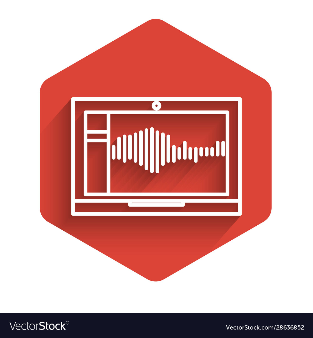 White line sound or audio recorder editor vector image White line sound or audio recorder editor