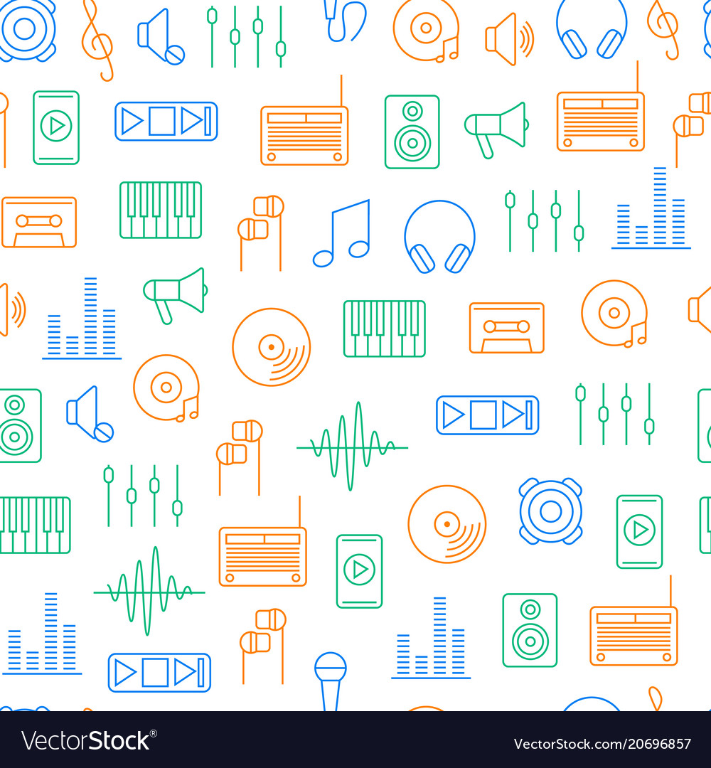 Acoustics and sound seamless pattern background vector image Acoustics and sound seamless pattern background