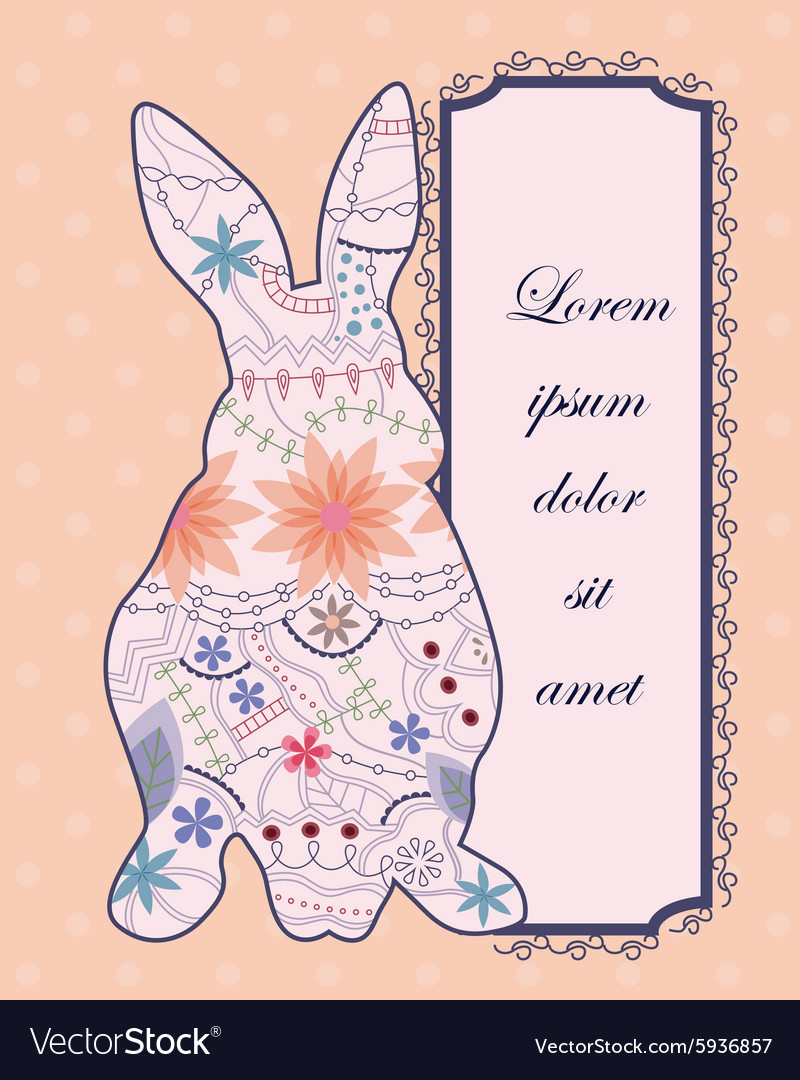 Background with vintage rabbit Royalty Free Vector Image