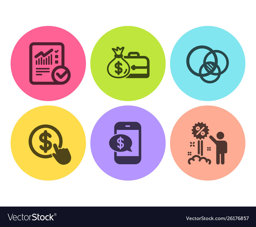 Buy currency salary and checked calculation icons vector image Buy currency salary and checked calculation icons