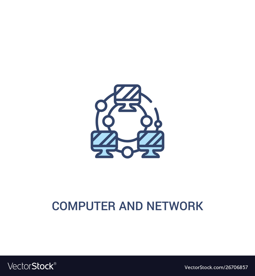Computer and network concept 2 colored icon vector image Computer and network concept 2 colored icon