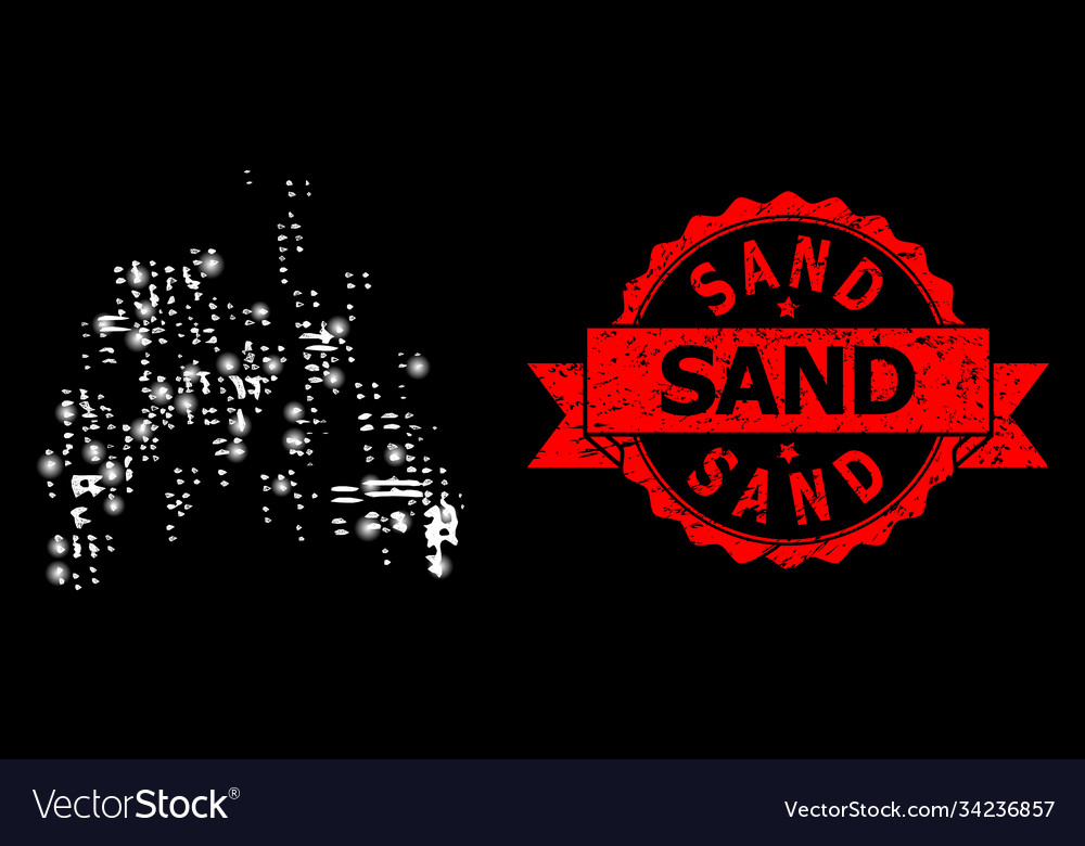 Grunge sand seal and bright web net swarm vector image Grunge sand seal and bright web net swarm