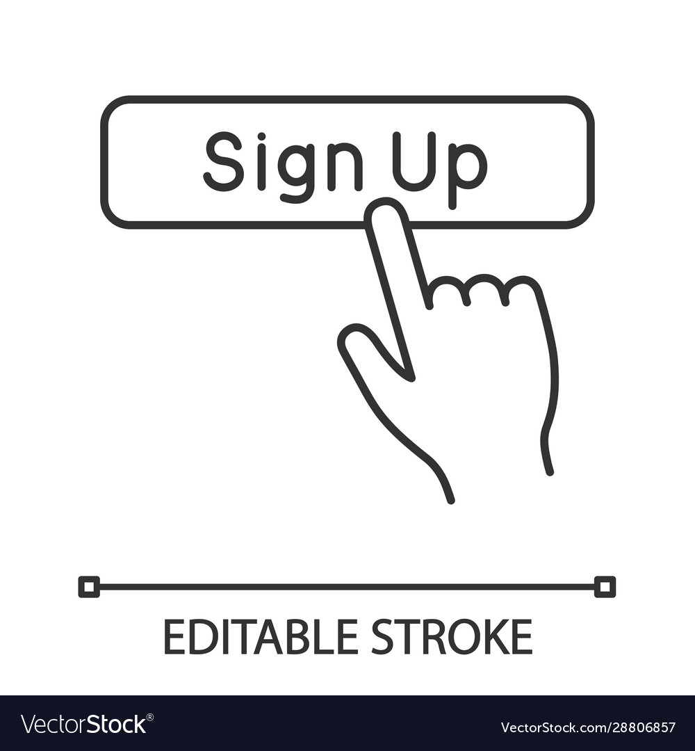 Hand Pressing Sign Up Button - Linear Icon