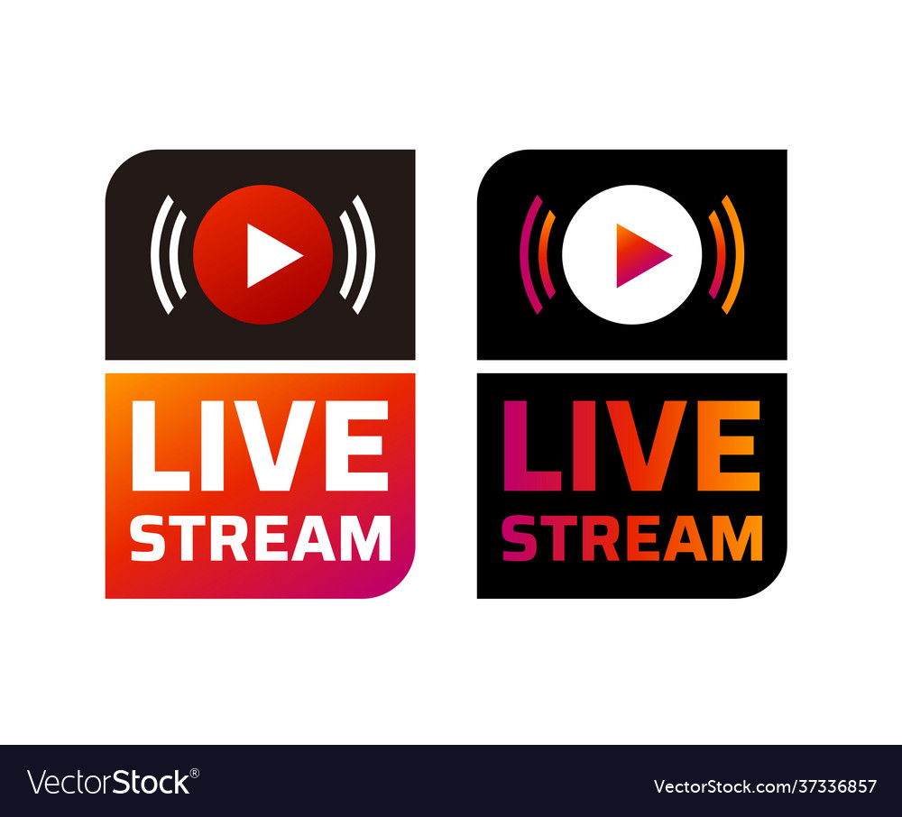 Live stream symbol design icon with play button vector image Live stream symbol design icon with play button