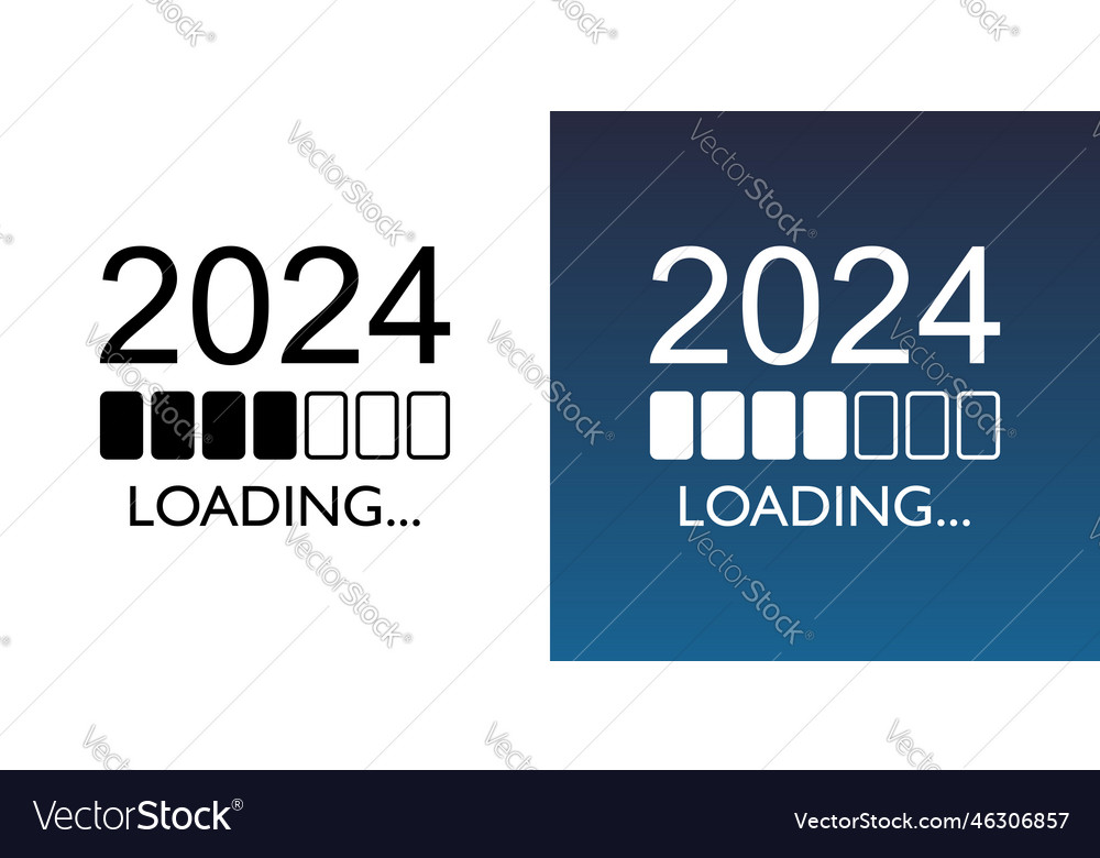 Loading 2024 year icon in flat style progress vector image Loading 2024 year icon in flat style progress
