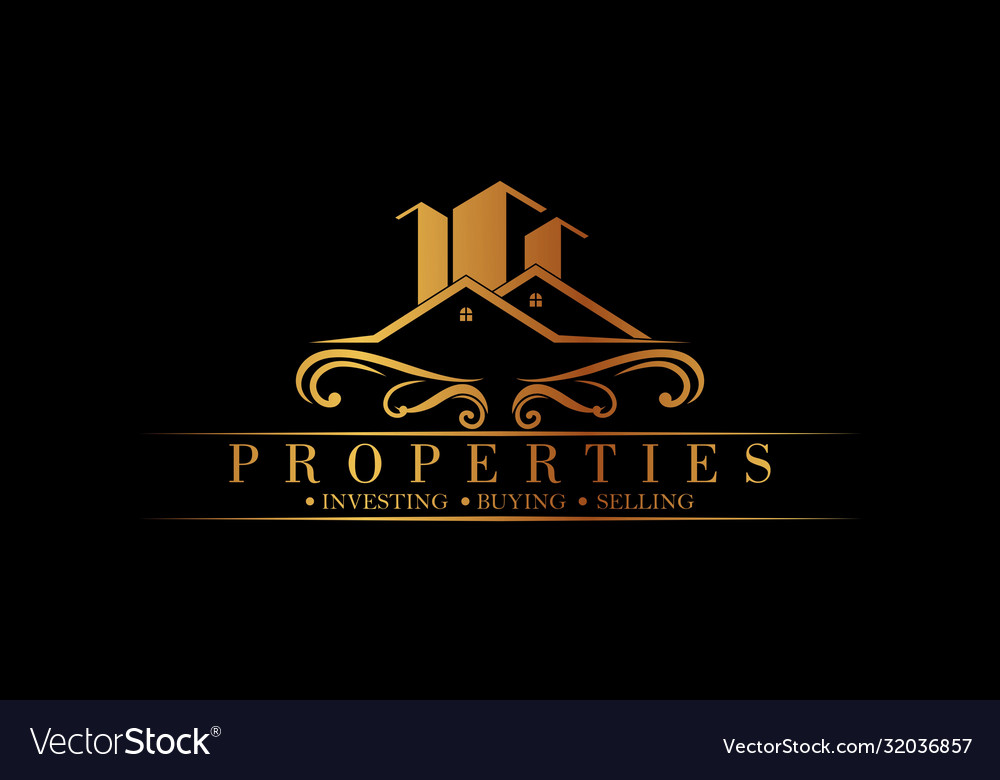 Luxury real estate logo collection with golden Vector Image