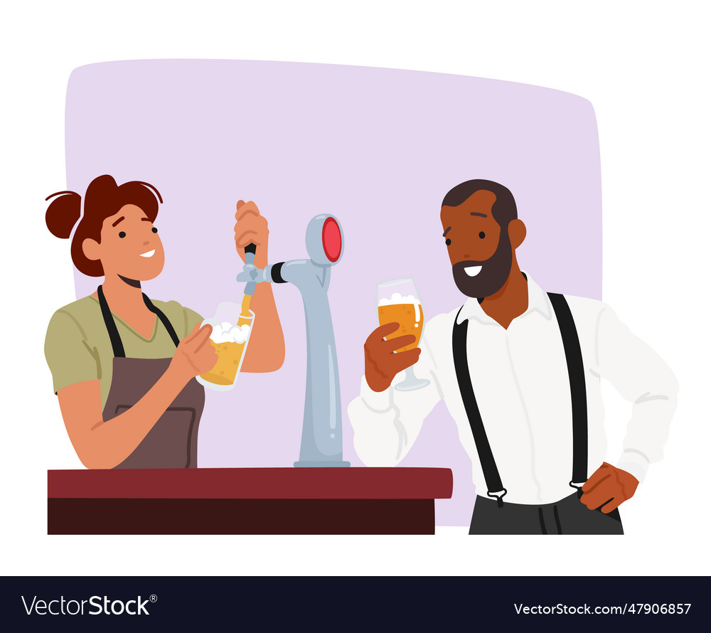 Man enjoys a refreshing beer in lively bar vector image Man enjoys a refreshing beer in lively bar