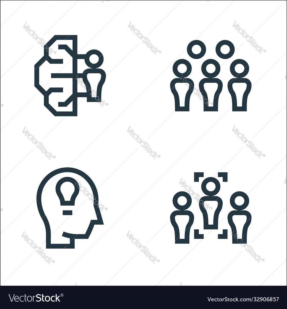 Management line icons linear set quality vector image Management line icons linear set quality