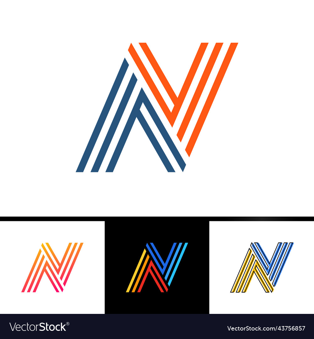 N letter formed by parallel lines design template