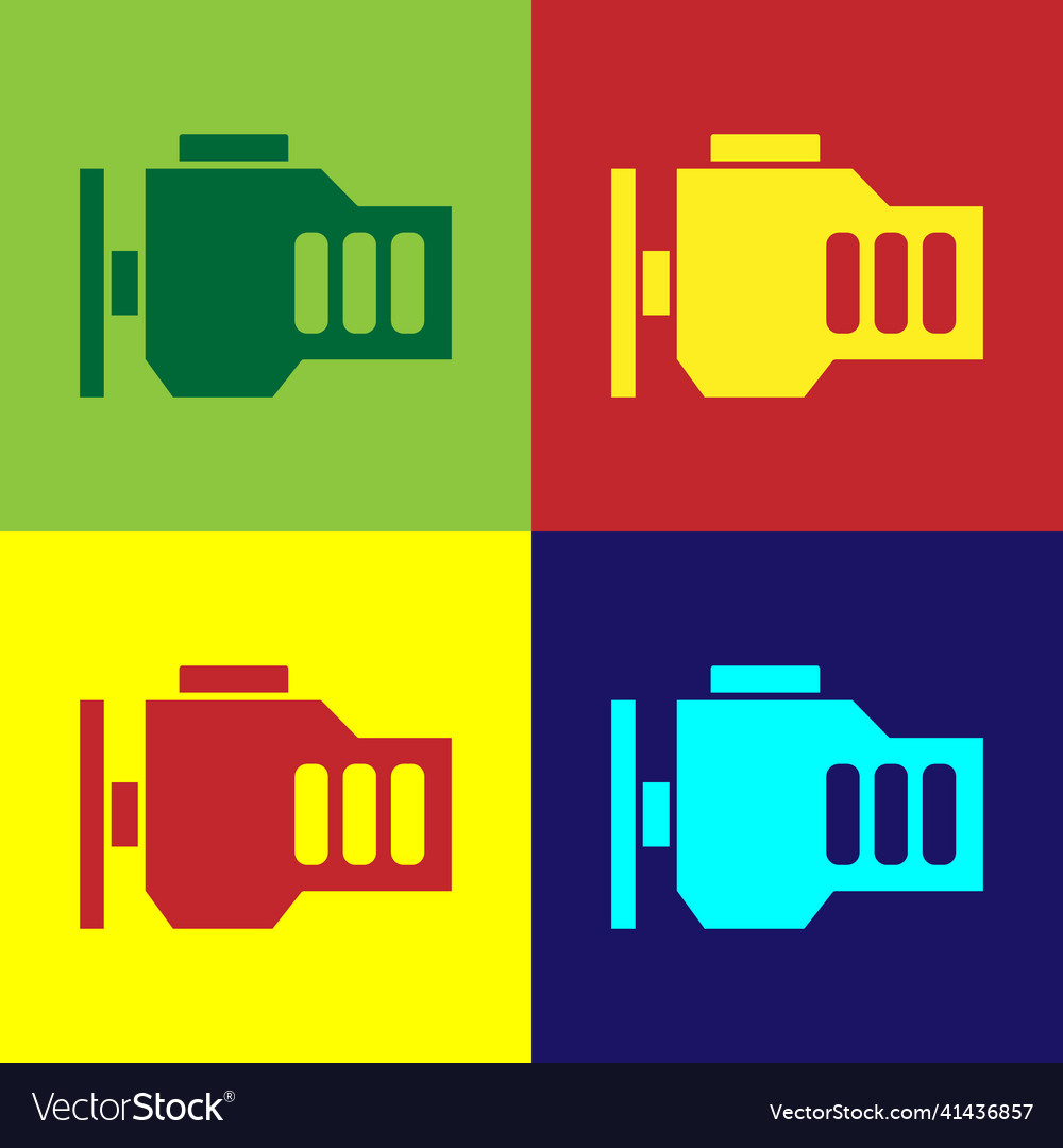 Pop art check engine icon isolated on color