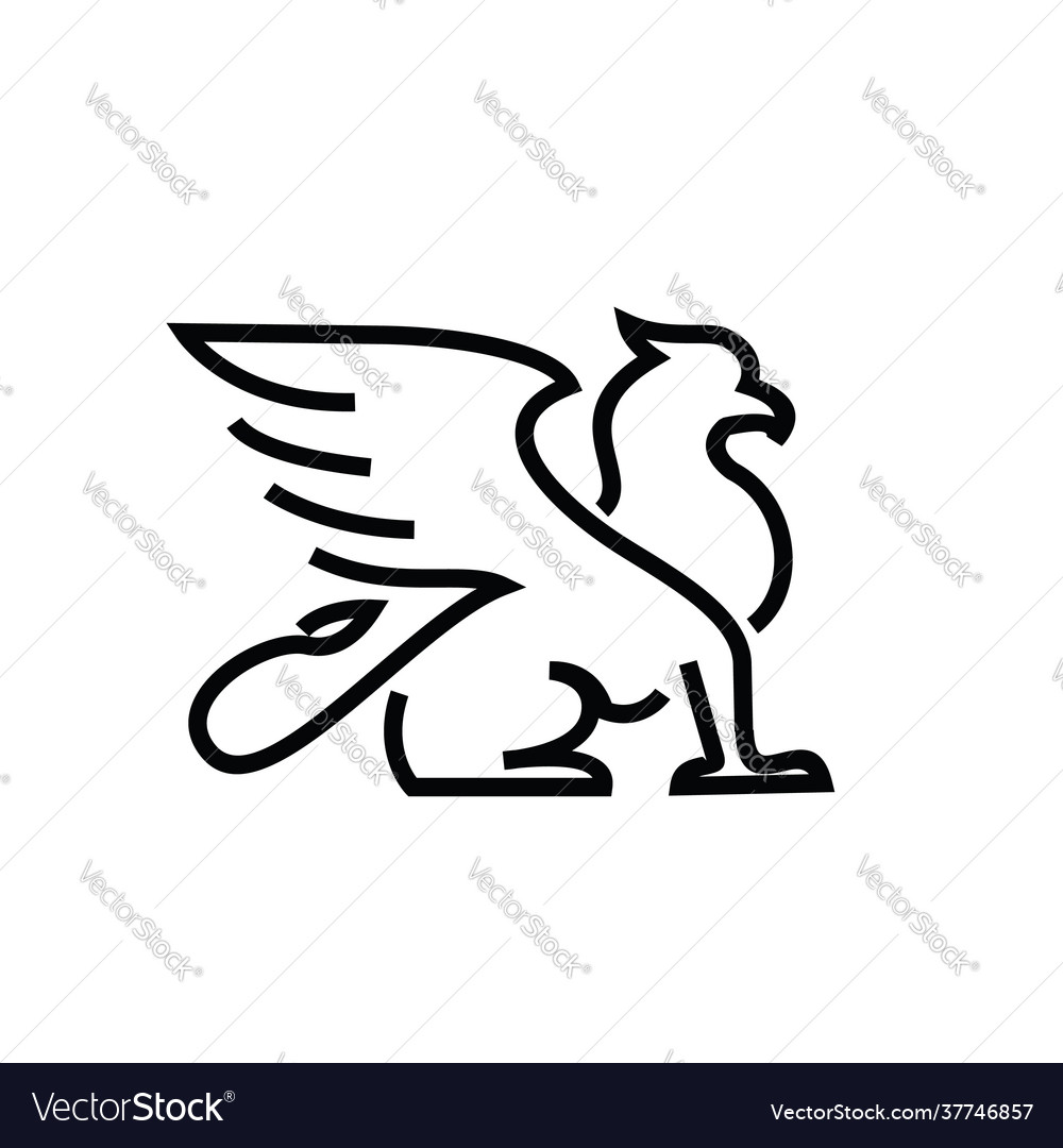 Premium black minimal griffin mythical creature