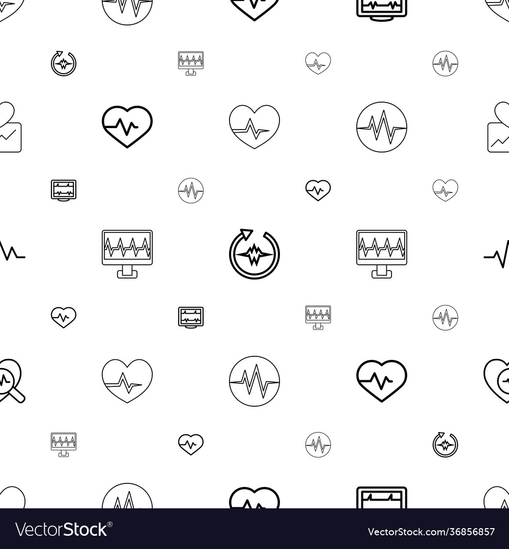 Pulse icons pattern seamless white background vector image Pulse icons pattern seamless white background