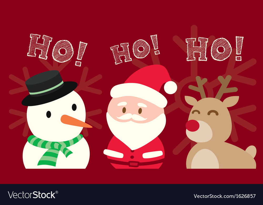 Santa Claus Snowman Reindeer Christmas Cartoon Vector Image