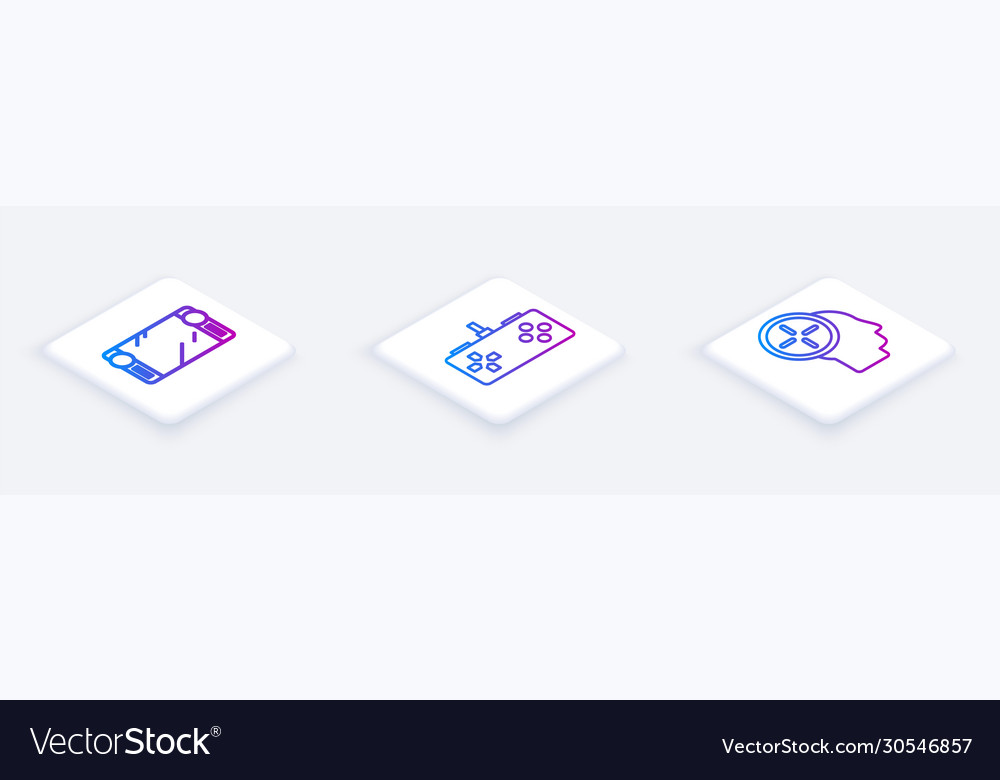 Set isometric line portable video game console vector image Set isometric line portable video game console