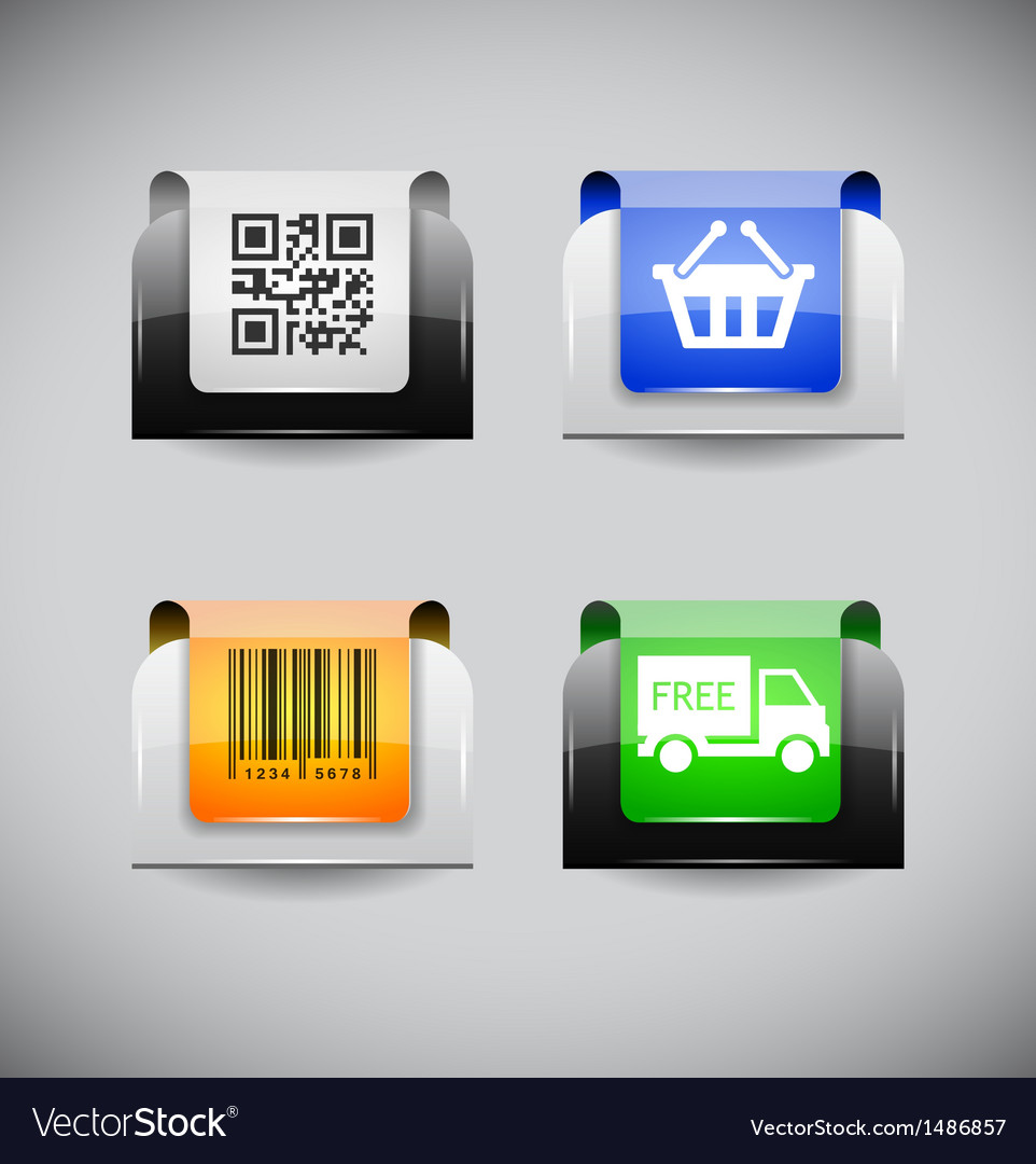 Set of color plastic buttons for web