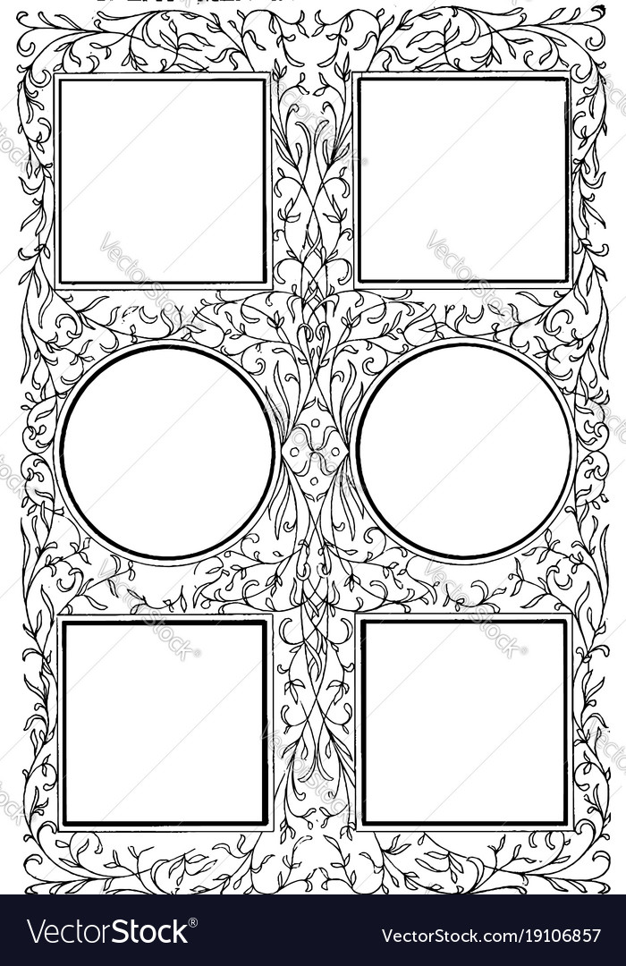 Six-part frame have four square and two circle