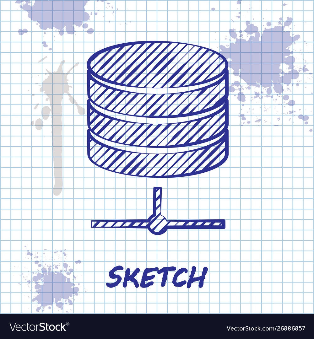 Sketch line server data web hosting icon vector image Sketch line server data web hosting icon