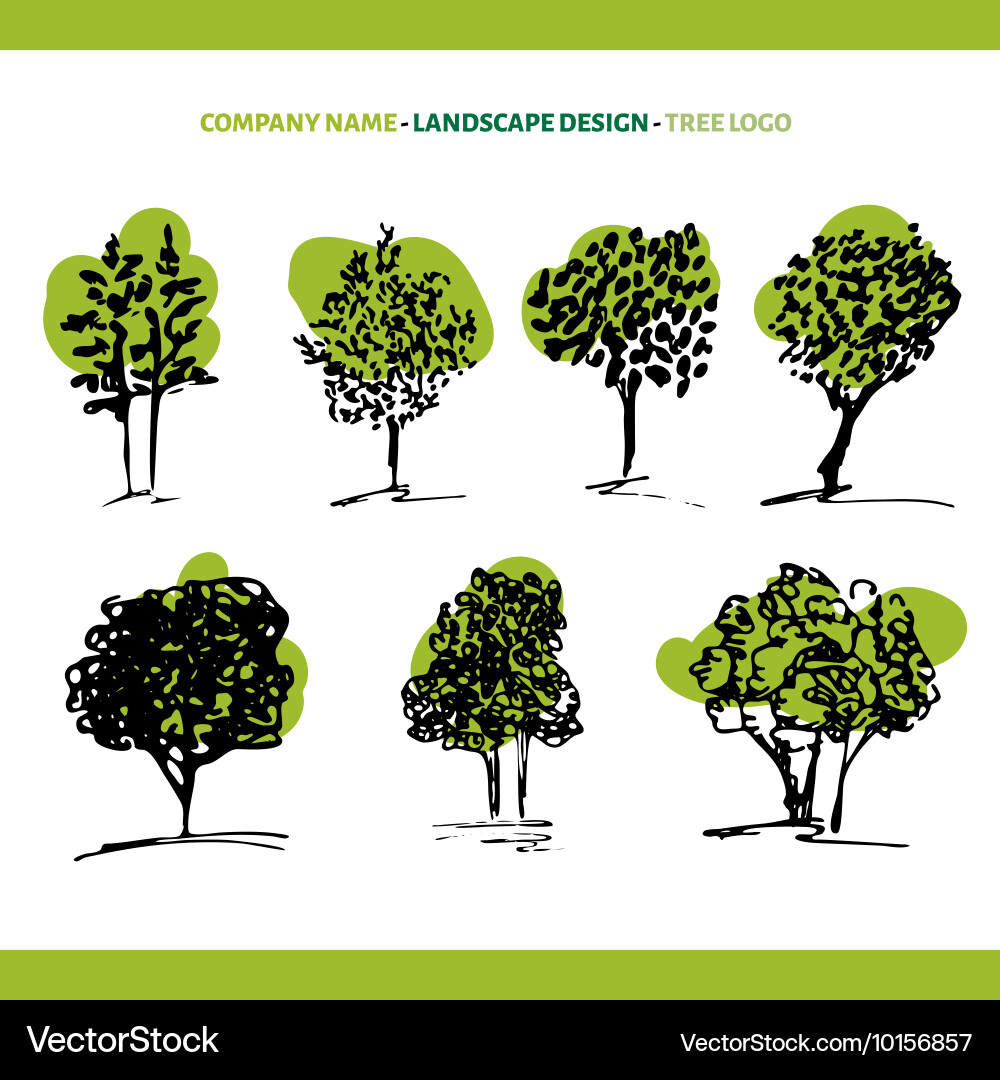 Tree set and logo Royalty Free Vector Image - VectorStock