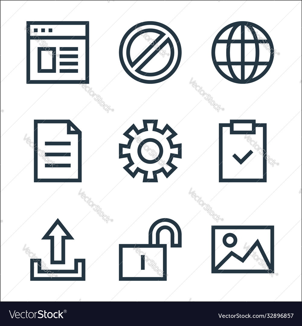 Web essentials line icons linear set quality