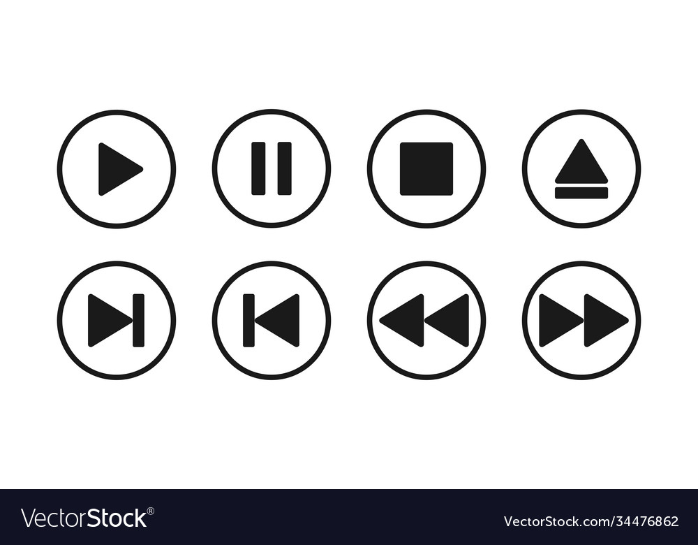 Audio and video media player buttons play