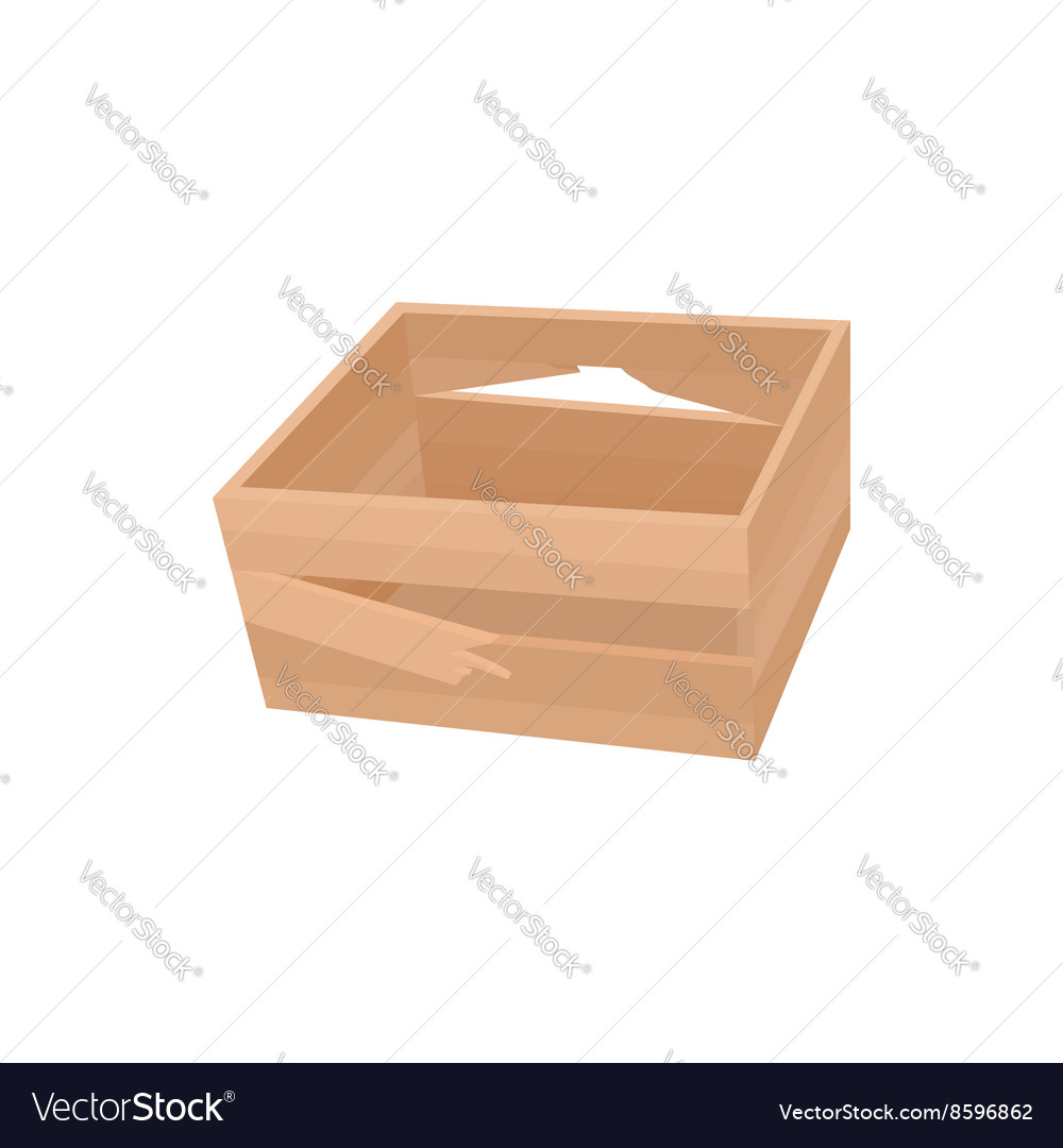 Broken wooden crate icon cartoon style Royalty Free Vector