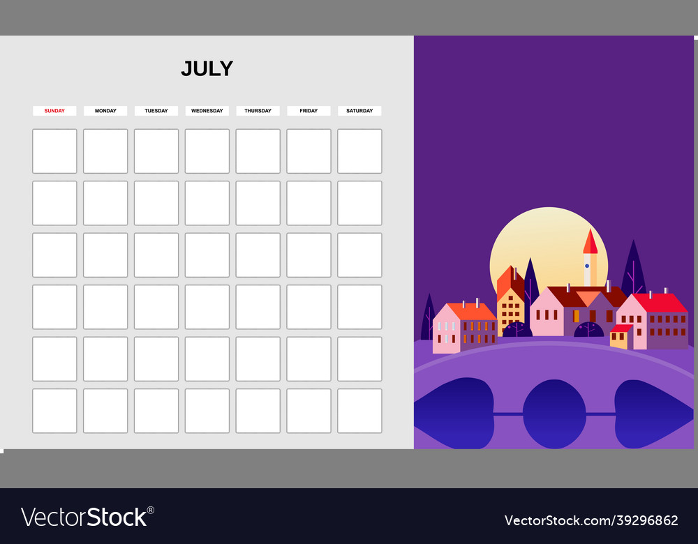 Calendar planner june month minimalistic