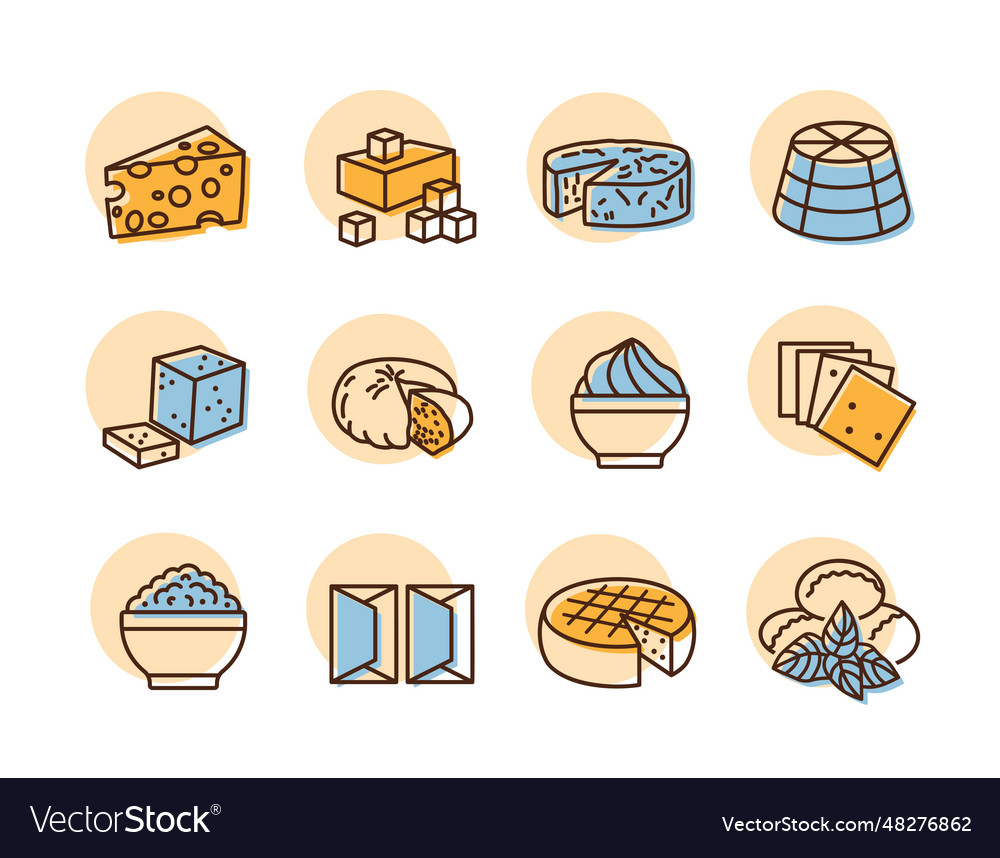 Cheese icon set dairy products sign graph symbol