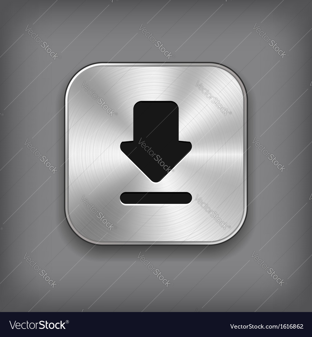 Download icon - metal app button Royalty Free Vector Image