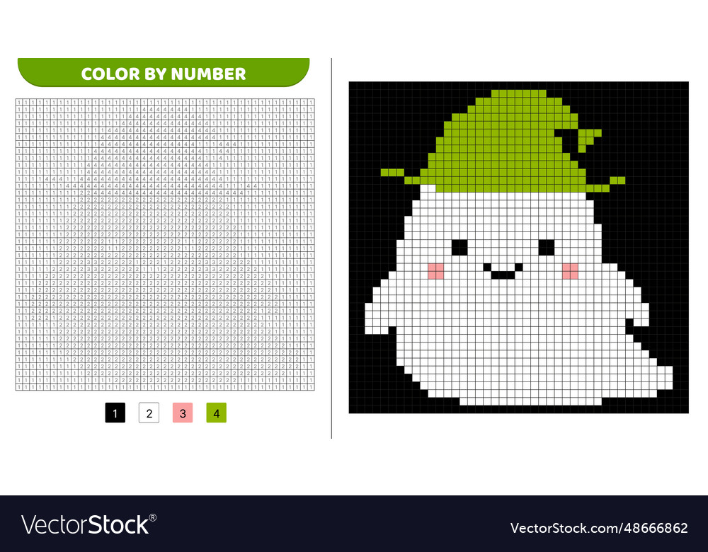 Funny ghost squishmallow color by number pixel