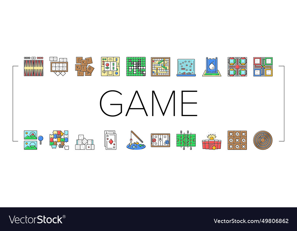 Game table play board icons set