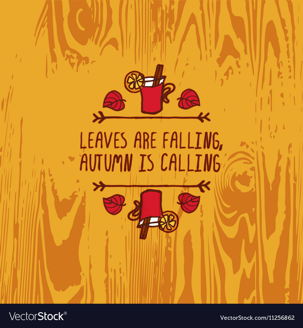 Handdrawn autumn element with text