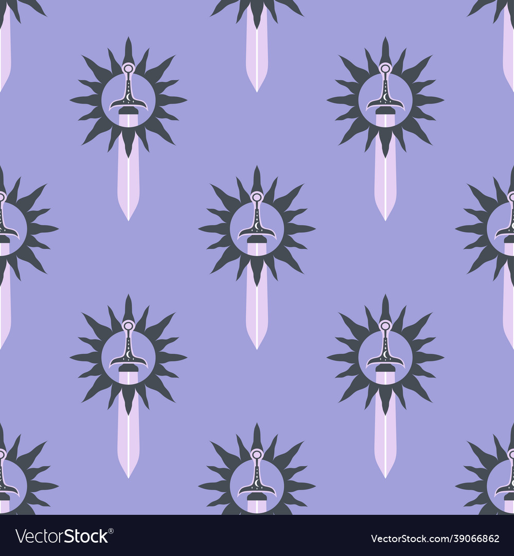 Magic seamless pattern with sword